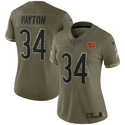 Chicago Chicago Bears #34 Walter Payton Nike Women's 2022 Salute To Service Limited Jersey - Olive